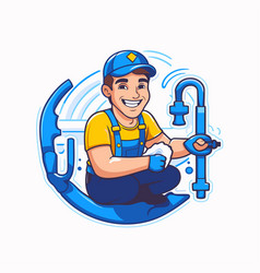 Plumber In Cartoon Style On White