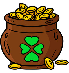 Saint Patricks Day Pot Of Gold Cartoon Clipart