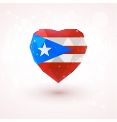 Flag Of Puerto Rico In Shape Diamond Glass Heart