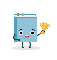 Happy Winner Book Emoji Character With Cup Flat