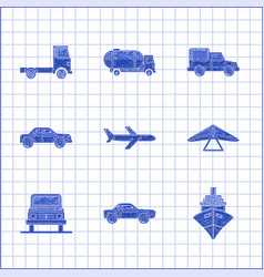 Set Plane Sedan Car Cargo Ship Hang Glider