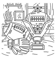 American Football And Trophy Coloring Page