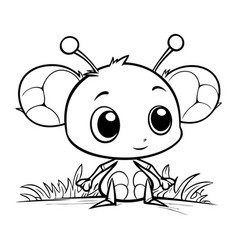 Black And White Cartoon Of Cute Little Animal