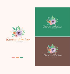 Colorful Floral Bouquet Watercolor Logo Template