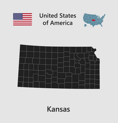 Map State Kansas Flag And Usa