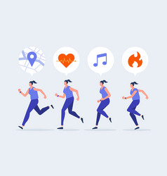 Women Jogging Character With Smartwatch