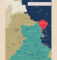 Kashmir Region Detailed Editable Map