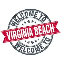 Welcome To Virginia Beach Red Round Vintage Stamp