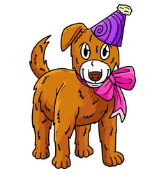 Birthday Dog With A Party Hat Cartoon Clipart