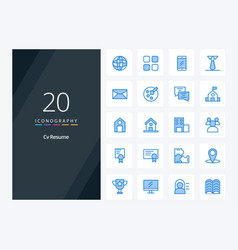 20 Cv Resume Blue Color Icon For Presentation