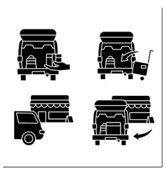 Curbside Pickup Glyph Icons Set