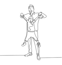 Father And His Child Continuous Line Drawing