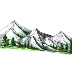 Hand Draw Landscape Colorful Sketch Mountain