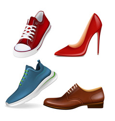 Shoe Footwear Fashion Set Realistic