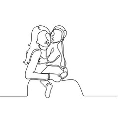 Mother And Her Child Continuous Line Drawing