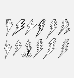 Set Of Hand Drawn Doodle Electric Lightning Bolt