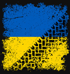 Tire Track On Ukrainian Flag