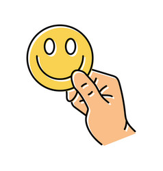 Hand Holding Smiley Color Icon