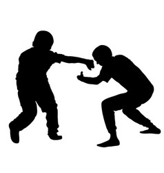 Boys Fighting Silhouette Angry Bully Kid Terror