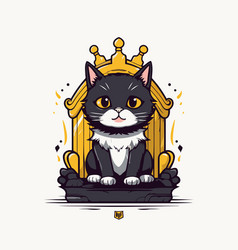 Cute Cartoon Cat Sitting On The Throne