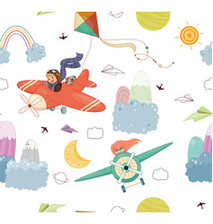 Pilots Kids Seamless Pattern