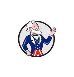 Uncle sam waving hand crest cartoon Royalty Free Vector