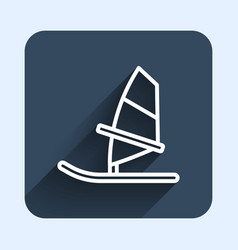 White Line Windsurfing Icon Isolated With Long