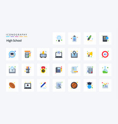 25 High School Flat Color Icon Pack