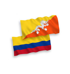 Flags Of Kingdom Of Bhutan And Colombia On A White