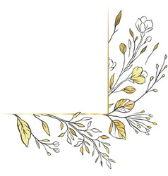 Floral Gold Frame Line Nature Flower