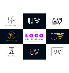 Initial Letters Uv Logo Design Bundle