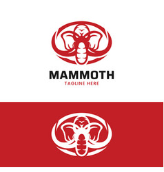 Red Mammoth Elephant Head Logo Design Template