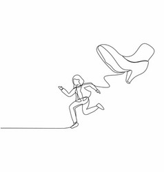 Single One Line Drawing Businesswoman Run Away