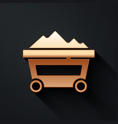 Gold Coal Mine Trolley Icon Isolated On Black