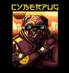 Pug Dog Cyberpunk Style