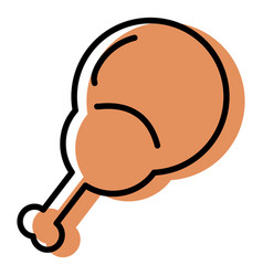 Chicken Drum Stick Orange Icon Flat