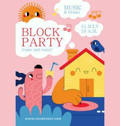 Flat Design Block Party Poster Design