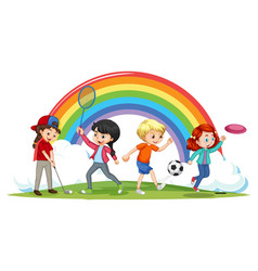 Happy Children Playing Different Sports