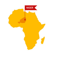 Niger On An Africa S Map With Word Chad On A Flag