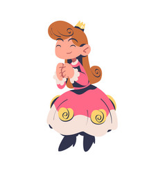 Cute Princess In Dress With Golden Crown