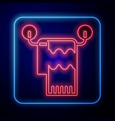 Glowing Neon Towel On Hanger Icon Isolated