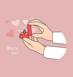 Man Hold Jewelry Box With Ring Make Proposal