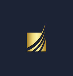 Square curve star shine gold logo Royalty Free Vector Image