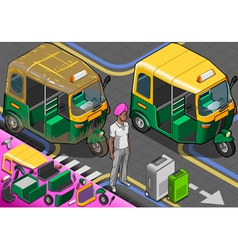 Isometric Indian Rickshaw In Front View