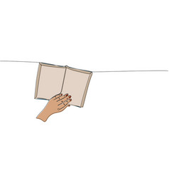 Left Hand Turning Pages In A Book One Line Colored