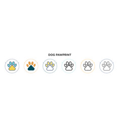 Dog Pawprint Icon In Filled Thin Line Outline