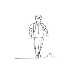 One Continuous Line Of A Student Walking With