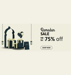 Ramadan Sale Banner Design With Gift Box Shopping