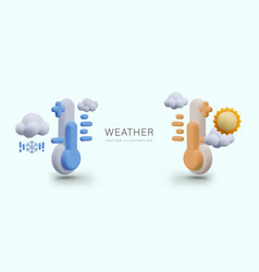 Set Of Thermometers With Hot And Cold High