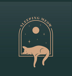 Sleeping Cat Abstract Logo Template Laying